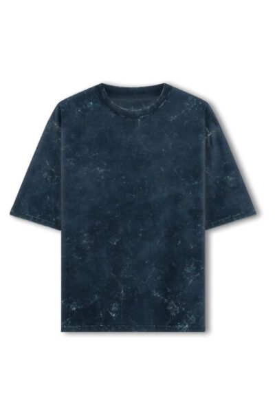 Navy Blue Acid Washed Oversized T-Shirt